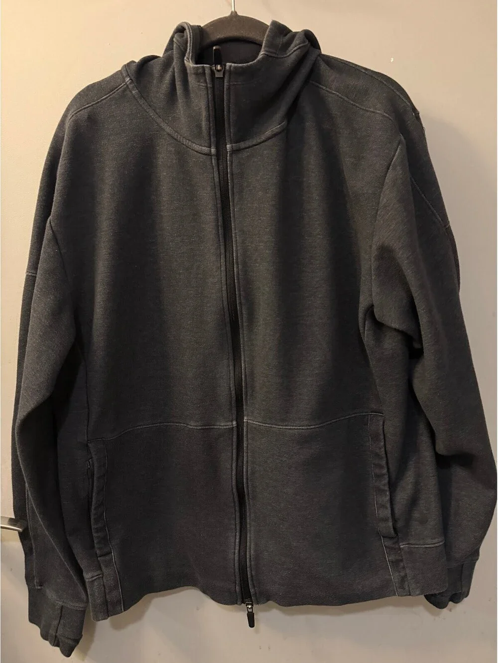 Nike Yoga Dri-FIT Full Zip Hoodie Women’s M Charcoal Thumbholes 2-Way Zip